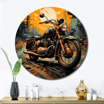 Horloge murale orange orange et noire pour motocyclette Road Rhythms III