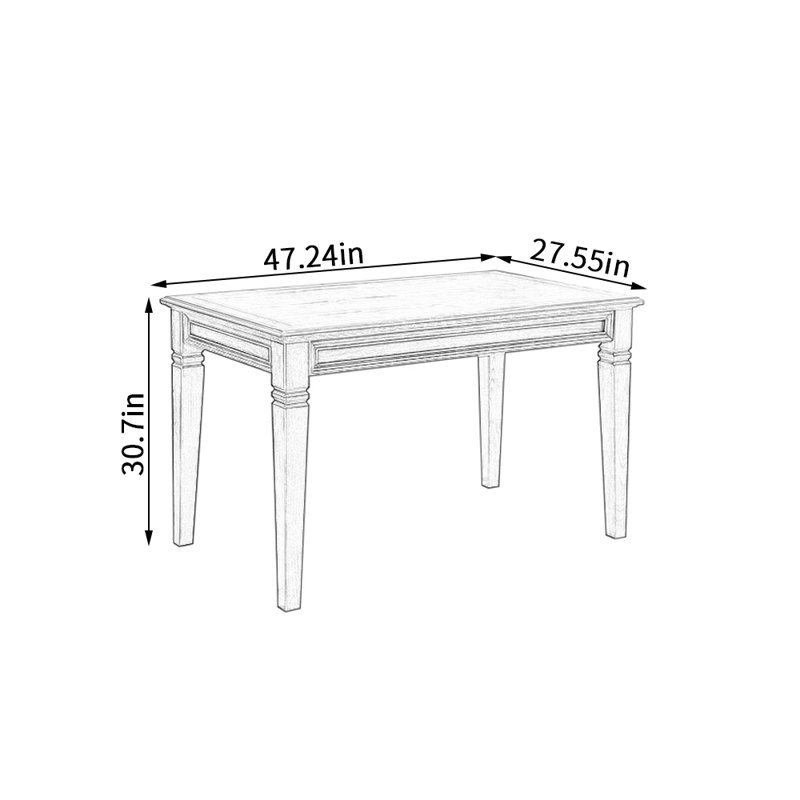 Sorina Ash Solid Wood Dining Table, 27.55" W x 47.24" L