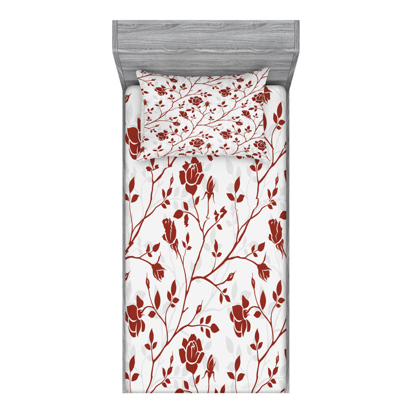 Microfiber Floral Sheet Set, Twin Sheet Set + Fitted Sheet + 1 Pillowcase