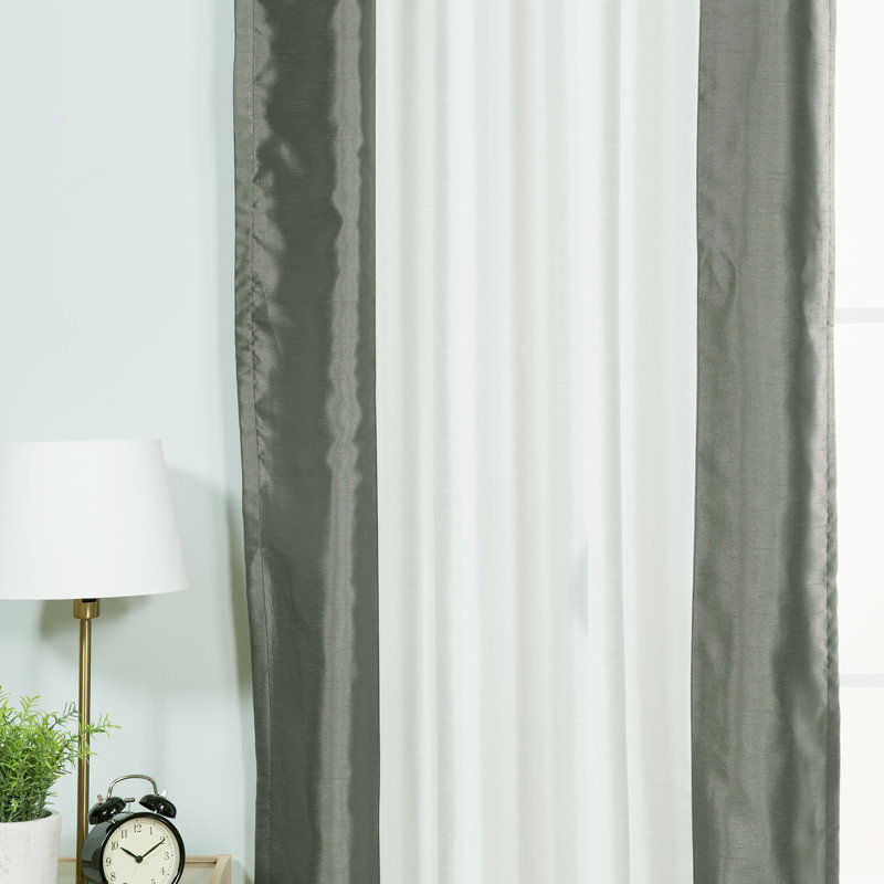 Bicester Blackout Curtain Single Panel, Ivory/Dark Grey