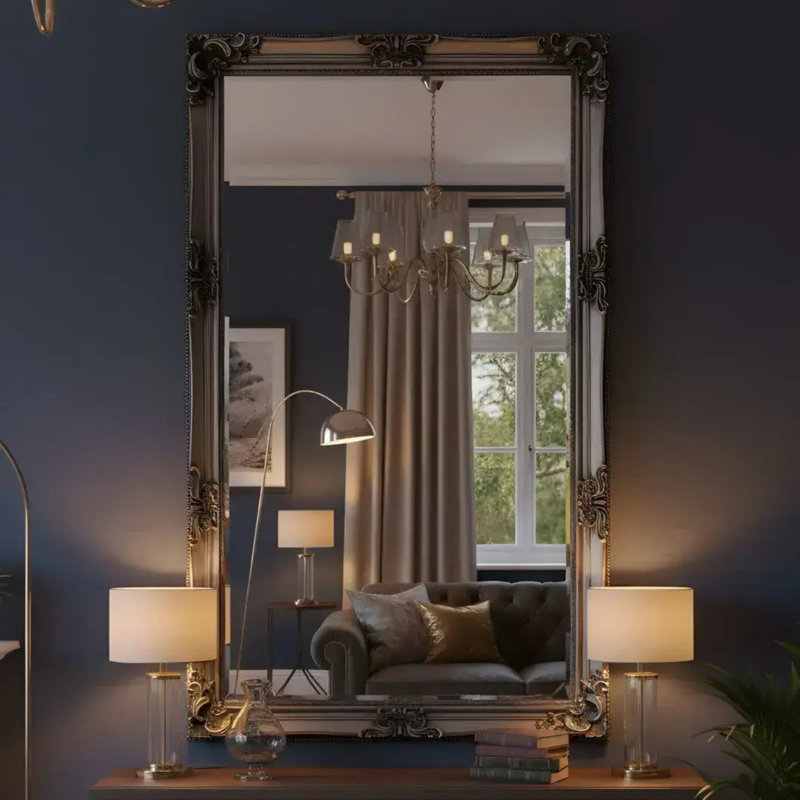 Solid Wood Rectangle Mirror, Silver