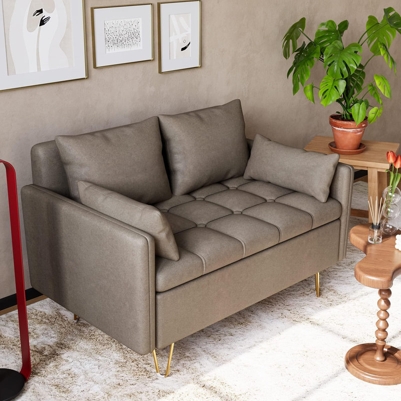 Canapé en tissu 44 po, causeuse avec boîte de rangement relevable, Gris