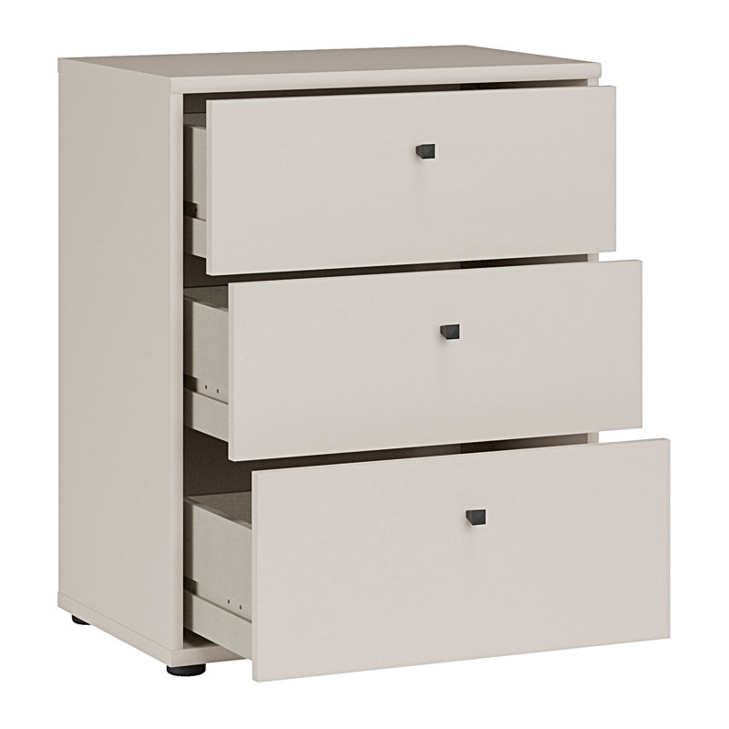 Tekita Modern 3-drawer chest of drawers, small storage cabinet, engineered wood, beige, 54 cm W x 66.3 cm H x 34.8 cm D