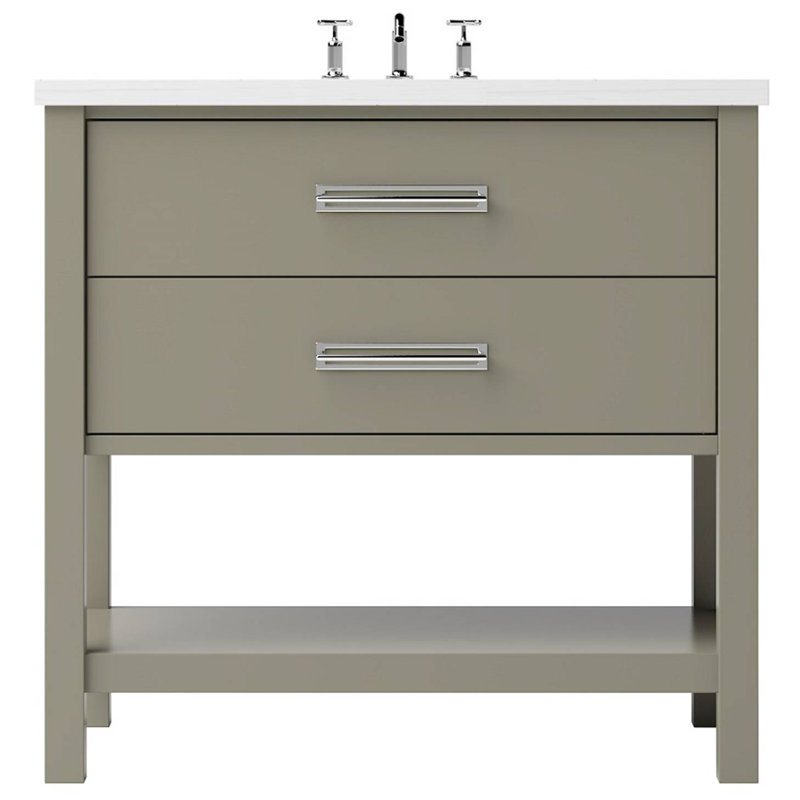 Kiawah Two-Drawer Single Bath Vanity, Polished Chrome, 30", French Olive