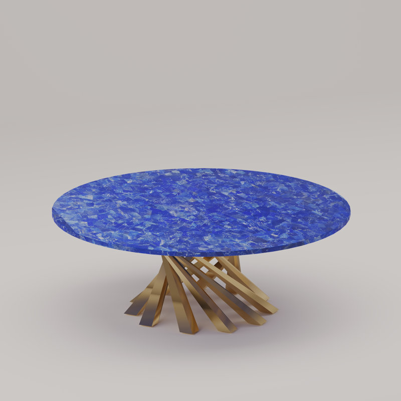 Volute Coffee Table, Lapis Lazuli, Gold