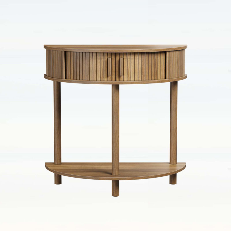 Grooved Half-Moon Console Table