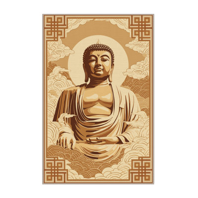 Machine Washable Orkan Nara Great Buddha Classic Oriental Rug in Brown – Beige Binding