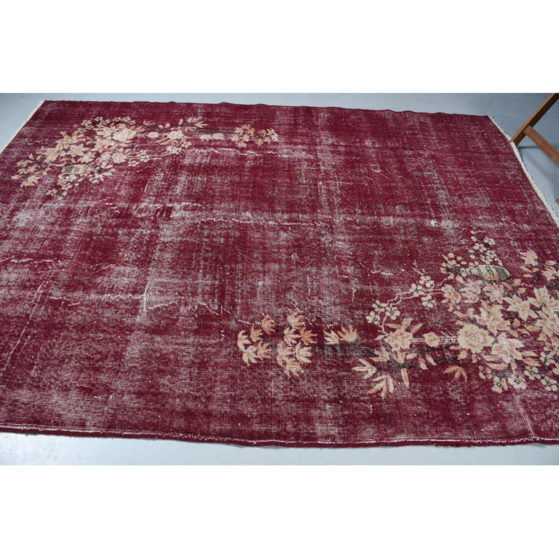 Tapis turc rétro fabriqué à la main avec motif floral parfait pour le salon et la chambre à coucher