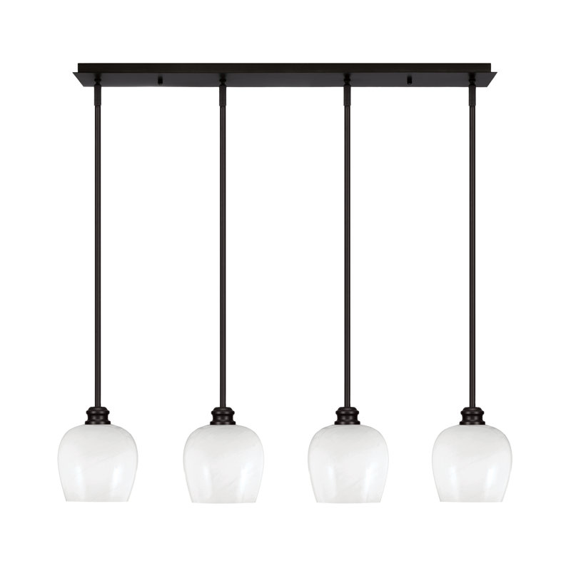 Luminaire suspendu linéaire 4 lumières avec verre de 6 po Edge, Espresso