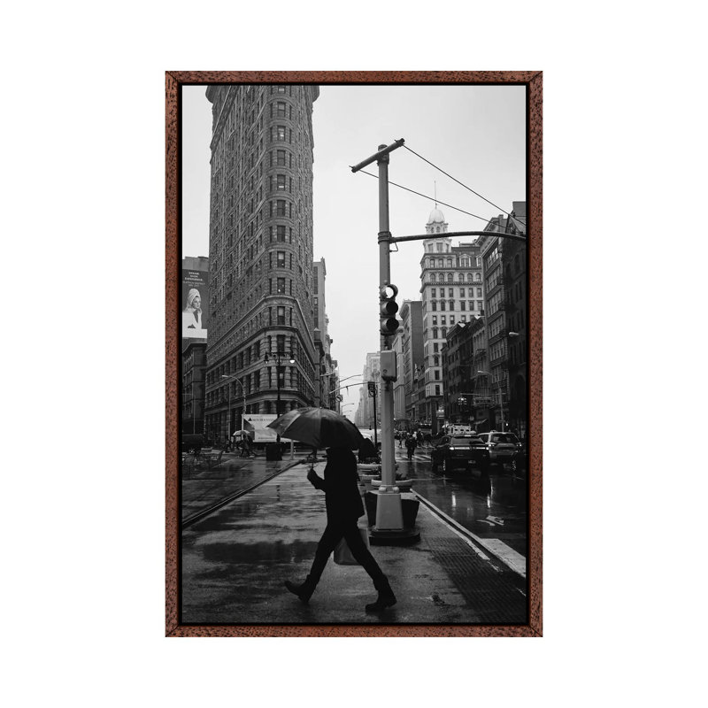 Rainy New York V by Bethany Young - Print on Canvas, 66.04cm H x 45.72cm W x 3.81cm D, Classic Brown Wood Framed