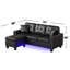 Canapé modulaire réversible en PVC avec lumière DEL et coussins décoratifs, noir