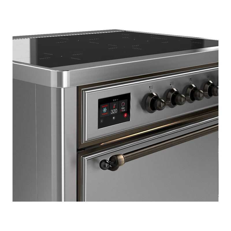 Cuisinière à induction 36 pouces avec 6 éléments à induction en acier inoxydable (garniture brunie) Majestic III Series