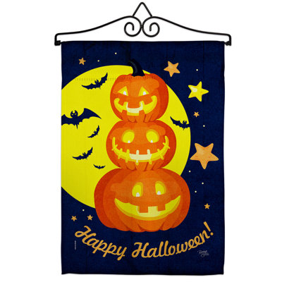 Ensemble de drapeaux en polyester à deux côtés H 18,5 po x l 13 po Pumpkin Trio