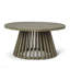 Table basse d'extérieur en bois d'acacia pour le patio, table basse ronde pour la cour arrière, pelouse, balcon, finition grise-1137433581