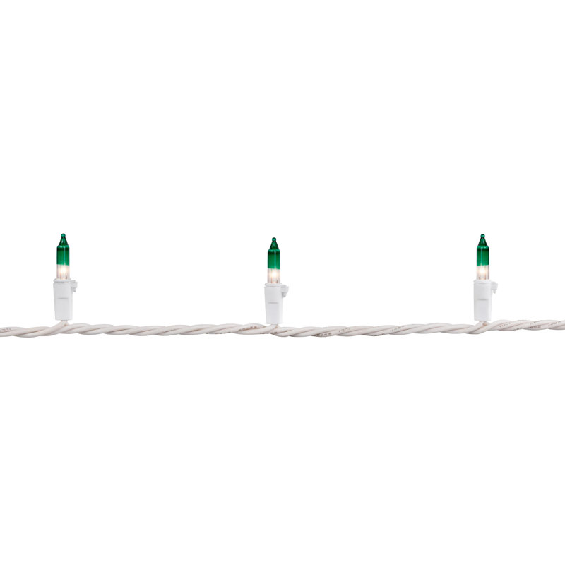 Mini Christmas Light Set - Green Wire, Clear/Green/white, 258"