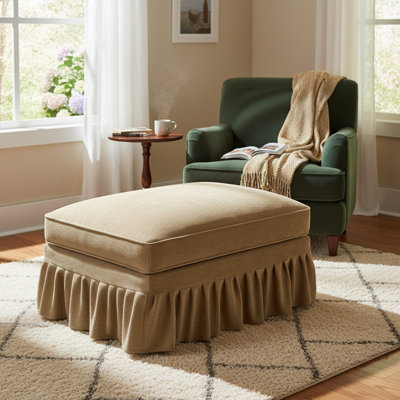 Lifesky Ottoman Footstool With Storage: Detachable Ruffle Design & Chenille Fabric - 2 Styles In 1 For Home Renovators & Small Space Living