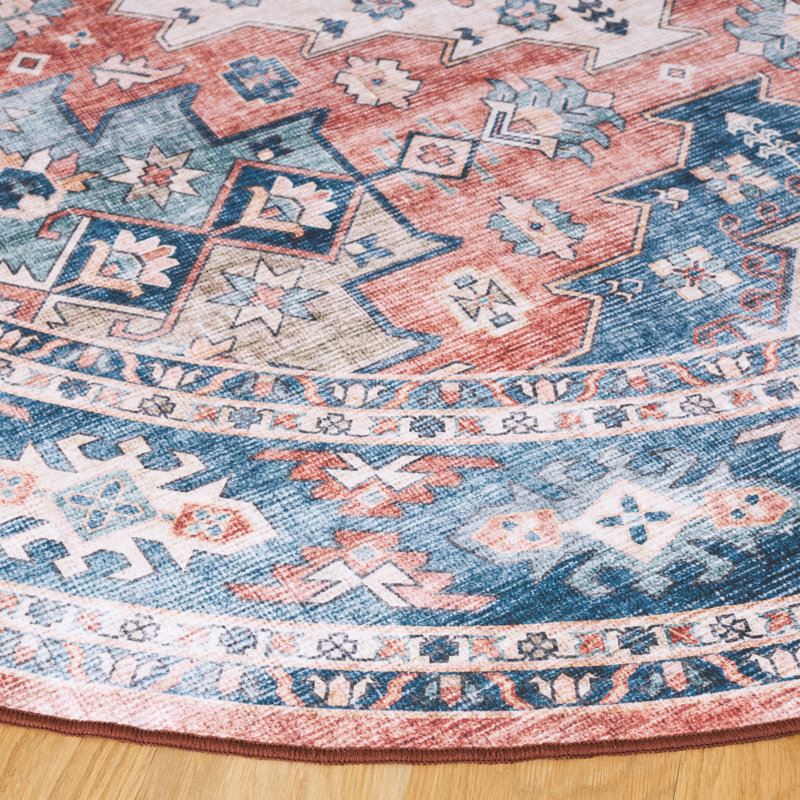 Abigel Performance Machine Washable Oriental Rug, Round 6'