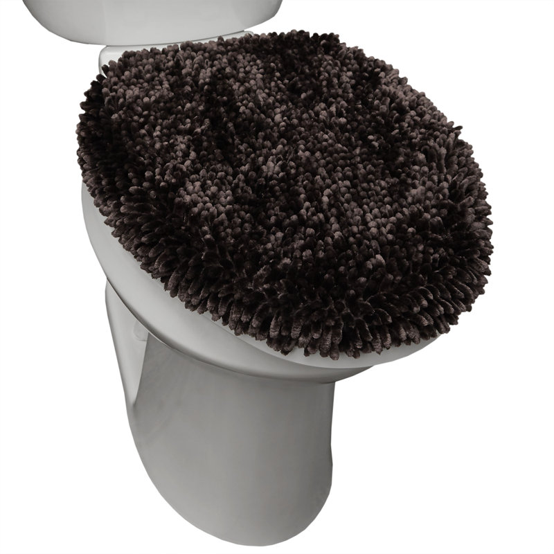 TOWN & COUNTRY BASICS Spa Step Noodle Solid Bathroom Washable Toilet Lid, Brown