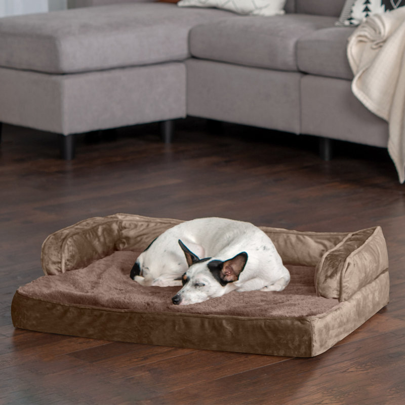 Medium Almondine Velvet Orthopedic Pet Sofa Bed