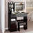 Spacious 37-Inch Vanity Table with Touch-Control LED Mirror, High-Capacity Storage, and Comfortable Cushioned Stool for Large Spaces-19439267