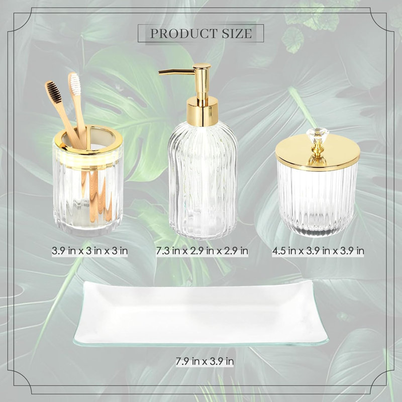 Transparent glass bathroom accessory set