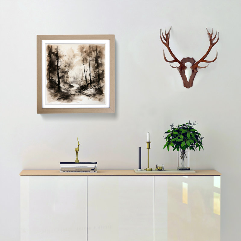 1 Piece Single Picture Frame Wall Art, Oak