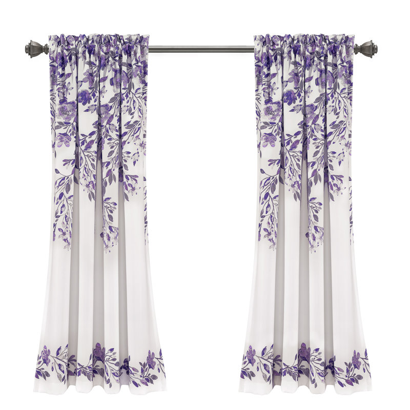 Semi Sheer Curtain Pair, 52"W x 63"L, Purple/Gray