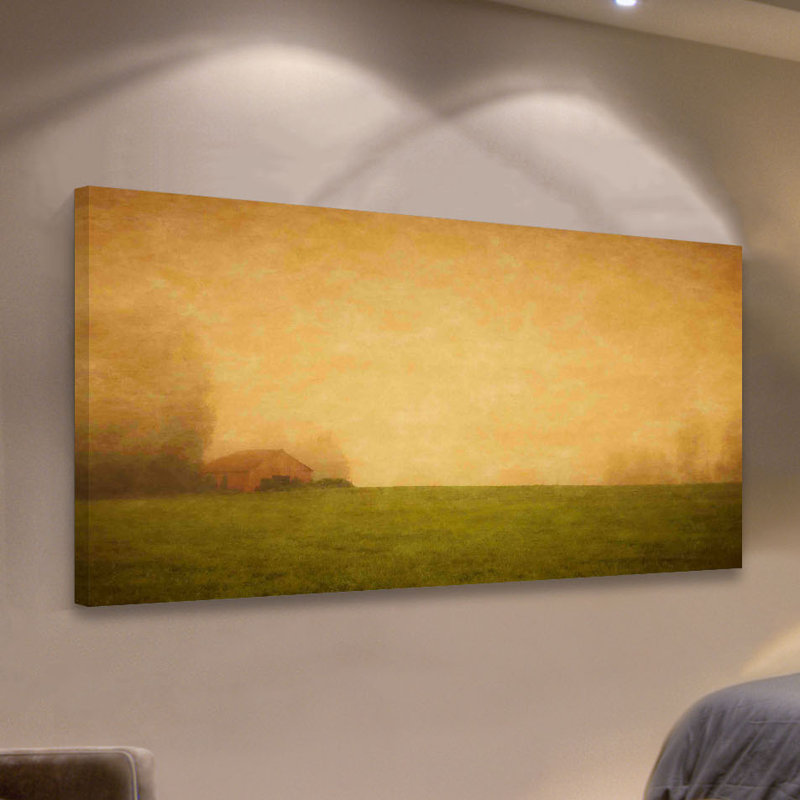 Large Orange and Green Landscape Canvas Art Print