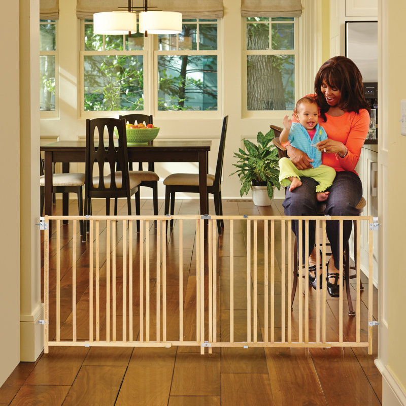 Natural Wood Extra-Wide Swing Baby Safety Gate