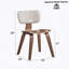 Ensemble de 2 chaises d'appoint au fini noyer avec dossier courbé rembourré blanc, design ergonomique pour un repas confortable