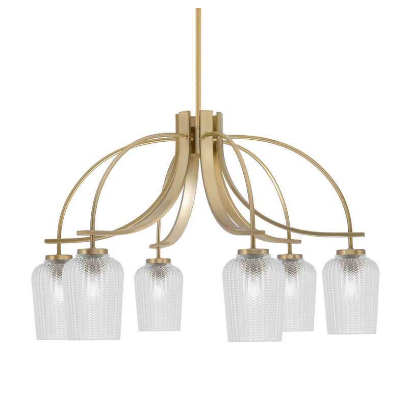 Lustre Cavella Light, avec éclairage de 5 po, H 19 po x l 29,75 po x P 29,75 po, Laiton New Age, 6