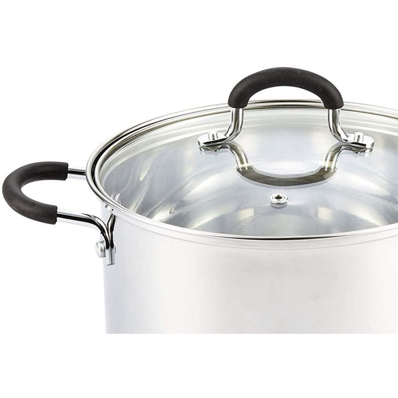 Professional 12-Quart Stainless Steel Stockpot with Lid