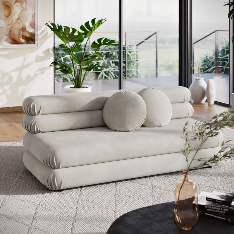 Jubilee Modular Performance Velvet Armless Loveseat In Taupe, Almond