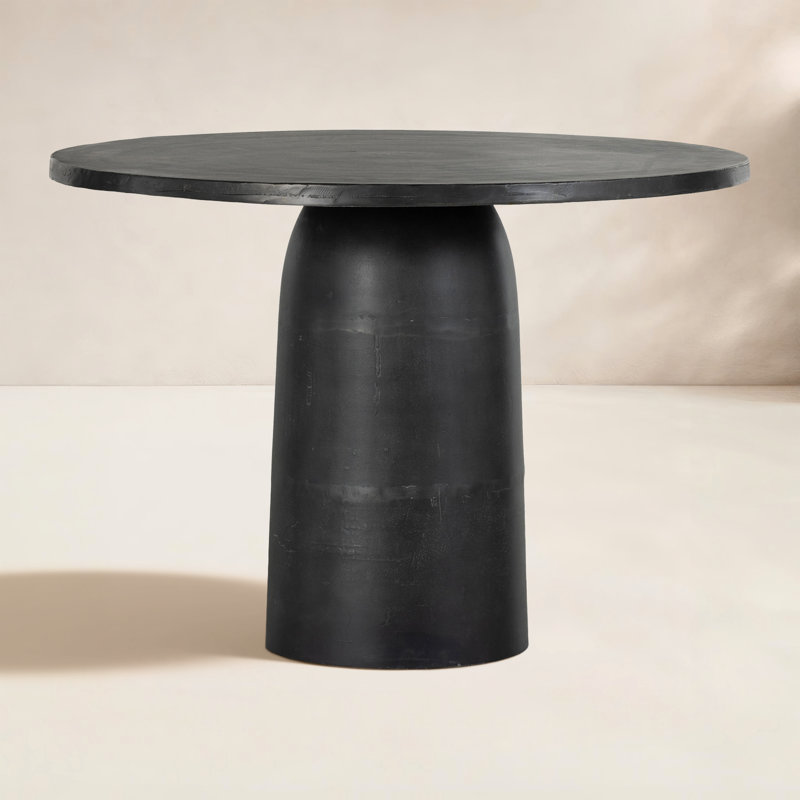 Basil Outdoor Round Dining Table, Black