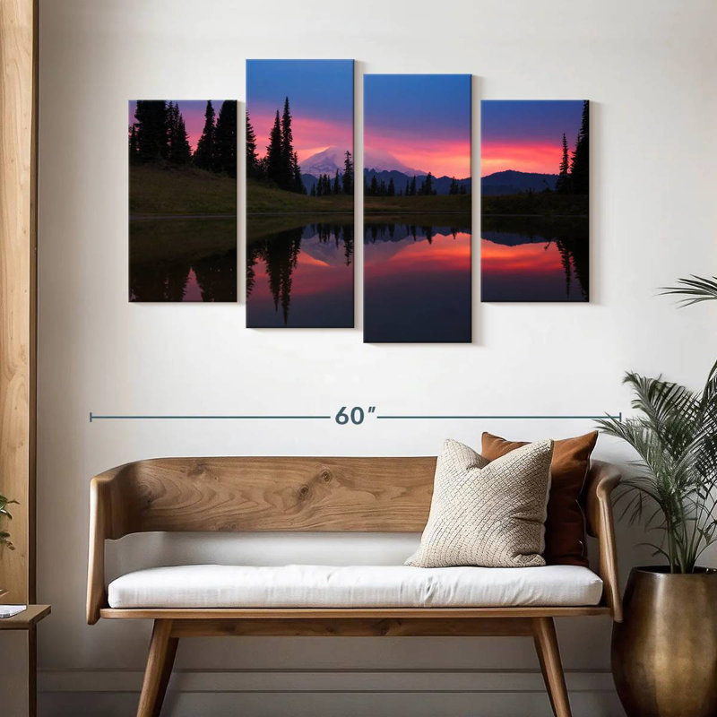 Coucher de soleil romantique sur le mont Rainier d'Alvord, H 32 po x l 52 po