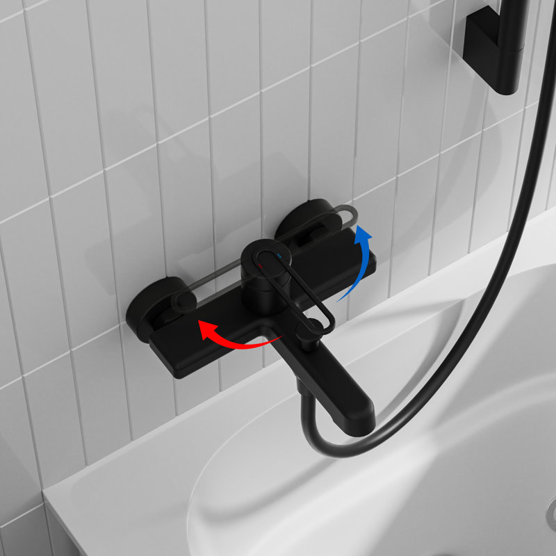 Robinet de baignoire en laiton massif avec ensemble de douche à main, douche à main à 3 réglages, bec de baignoire à 2 fonctions, robinet de baignoire mural certifié CUPC NSF