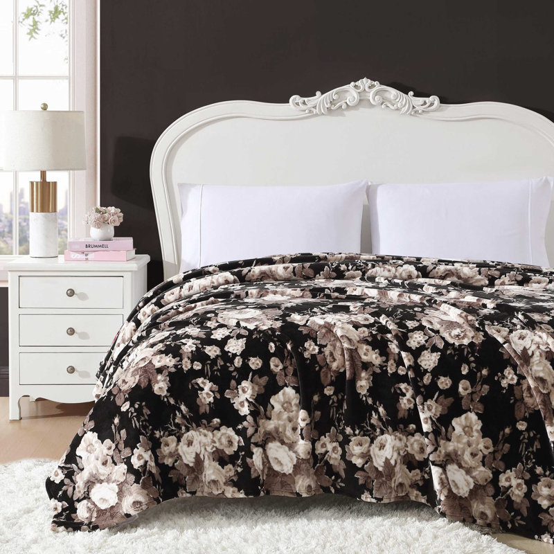 Polaire / microfibre, couverture en microfibre, Très grand lit, Noir