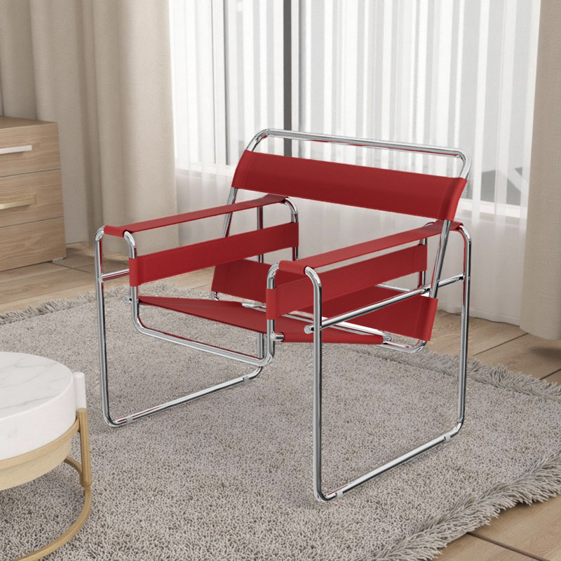 Fauteuil d'appoint Danta, Cuir rouge selle