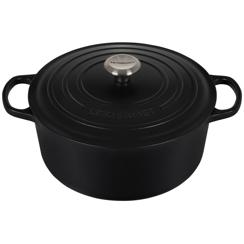 Le Creuset Signature Enameled Cast Iron Round Dutch Oven with Lid, 7.25 quarts, Licorice