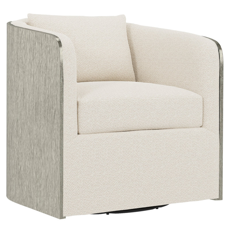 Eliot Upholstered Swivel Barrel Chair, Cream Chenille 1345-002