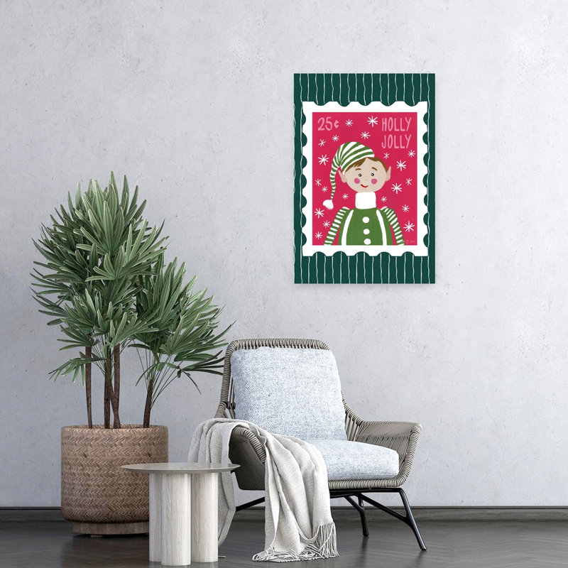 Holly Jolly Mail III, art contemporain abstrait, H 24 po x l 16 po