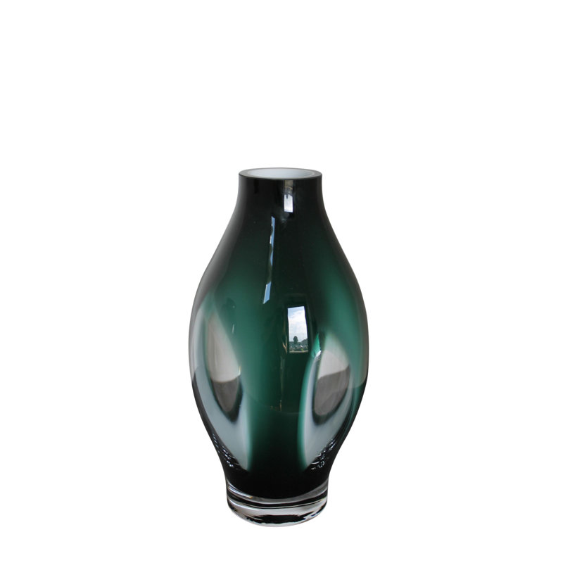 Vase de table en verre Woen, H 12 po x l 6,25 po x P 6,25 po, Vert / Transparent