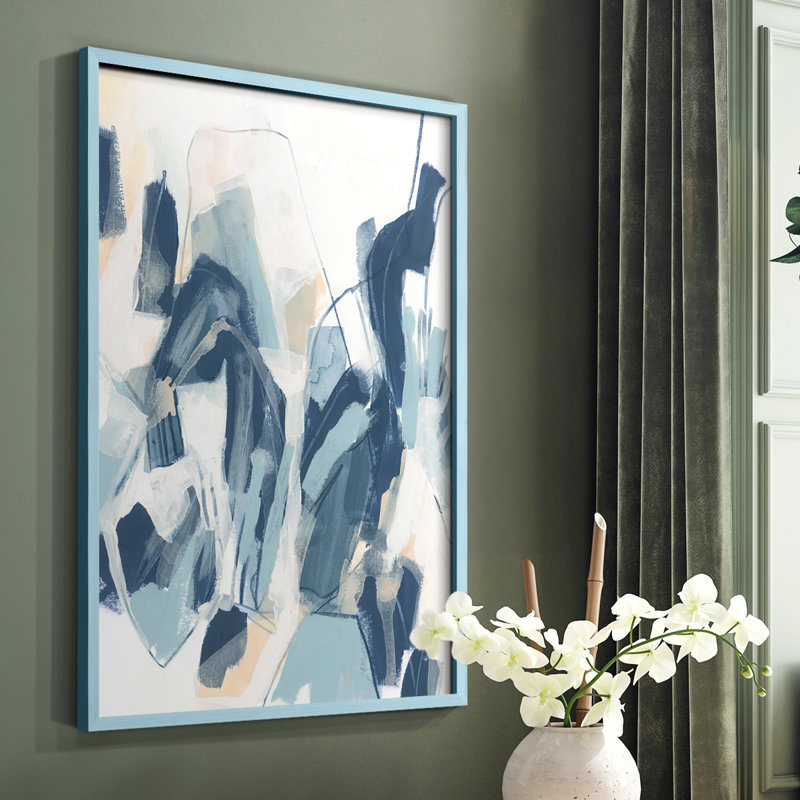 «Interlocking Melody II», reproduction encadrée - bois massif, H 10 po x l 8 po, Bleu