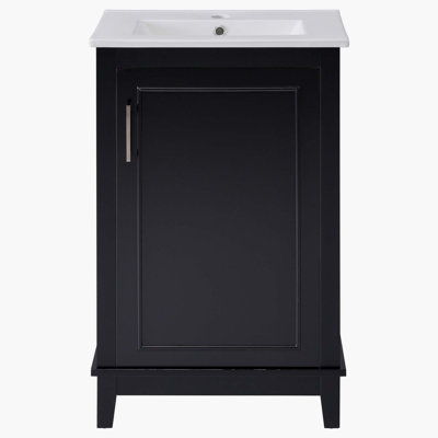 Petit meuble-lavabo moderne de 20 pouces avec lavabo en céramique, gris
