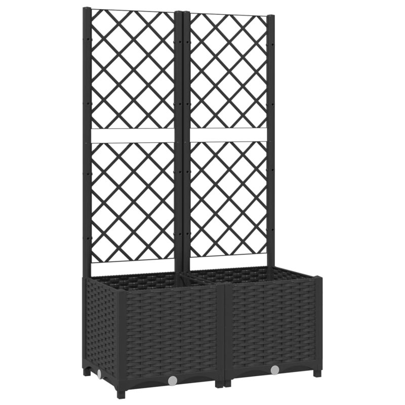 Latitude Run® Garden Planter With Trellis PP, Black, 53.5" H x 31.5" W x 15.7" D, Without Wheels