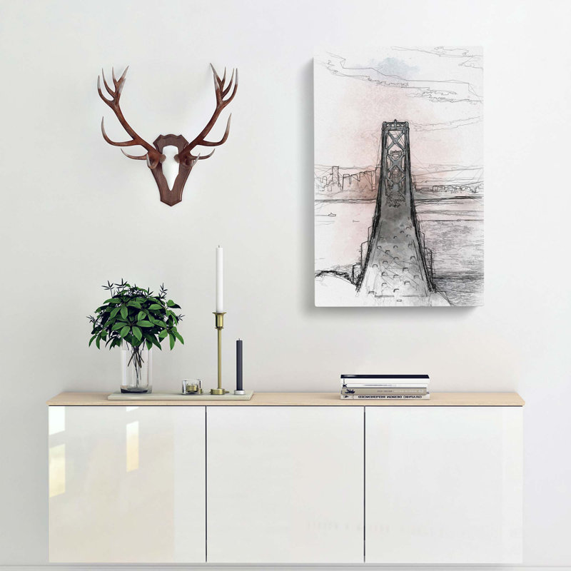 Bridge In San Francisco In Abstract - Wrapped Canvas Painting, 76cm H x 50cm W 