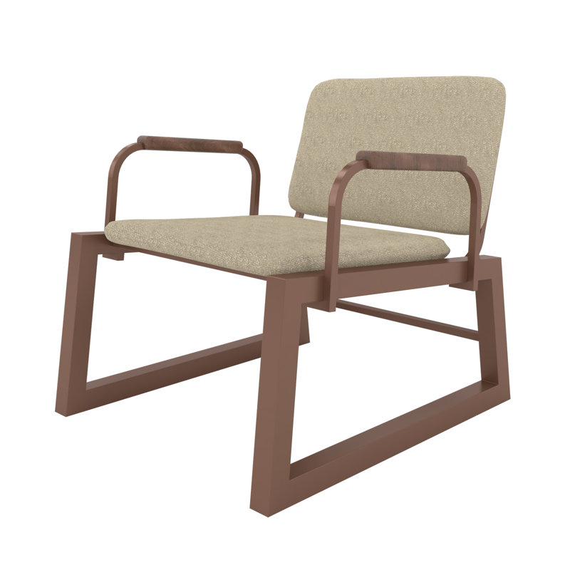 Fauteuil d'appoint rembourré en acier pourquoi Ivoire, Marron foncé, Brun