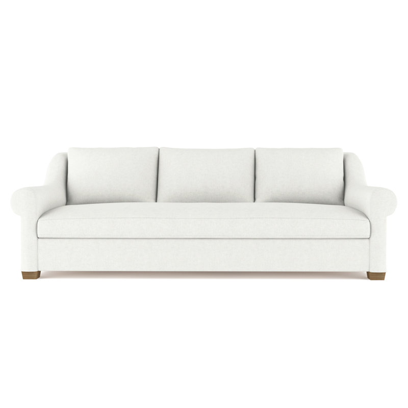 Thompson Rolled Slope-Arm Sofa, 32" H x 96" W x 41" D, Plush Velvet Blanc, Weathered