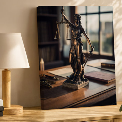 Reproduction d'art sur toile, statue en bronze méticuleusement fabriquée de Lady Justice Her Blffold