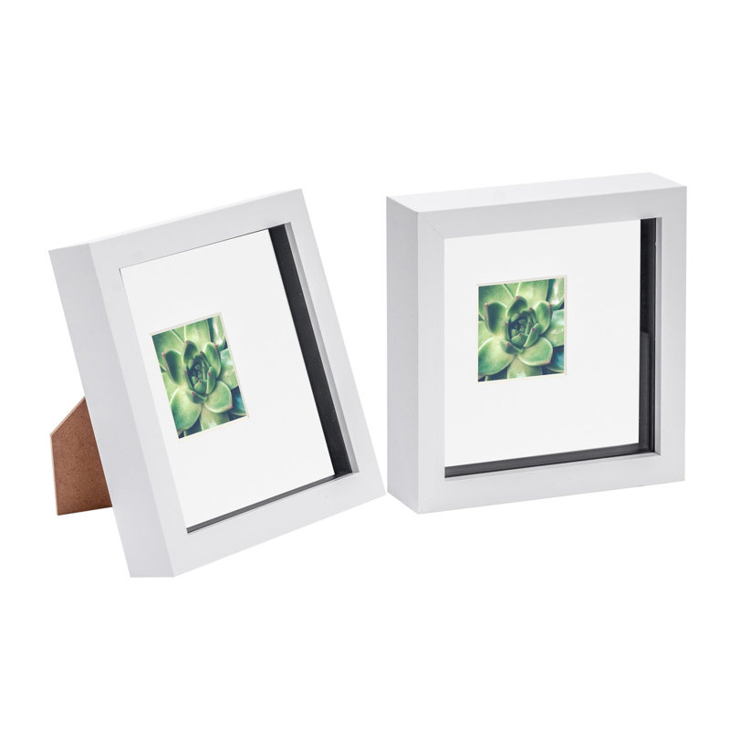 Nicola Spring - 3D Box Photo Frames, 17.5cm H x 17.5cm W x 3.5cm D, White/White